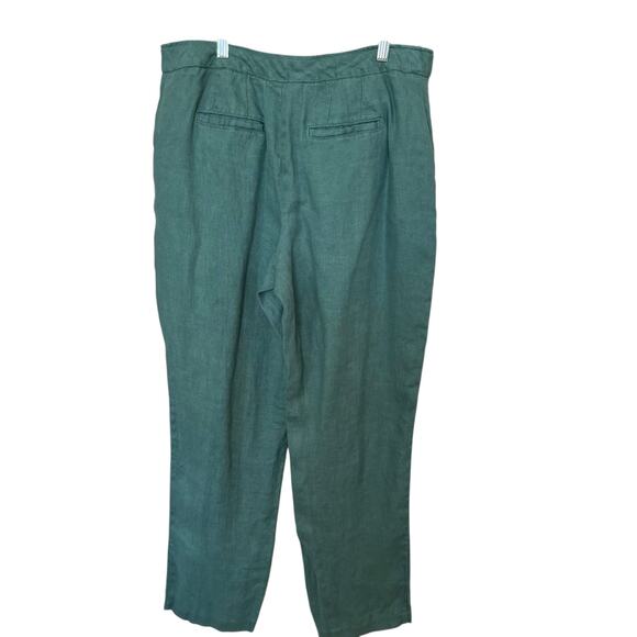 Coldwater Creek Pants Women's Size 14 Green 100% Linen Trouser Work Office Cool - Picture 4 of 13